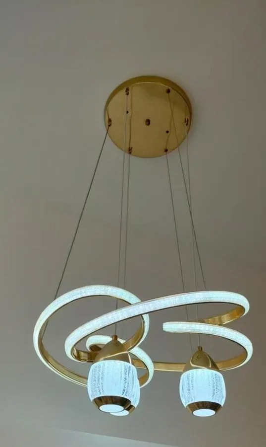 Lámpara Colgante LED de Aros Espiral 40 cm con 2 Pantallas