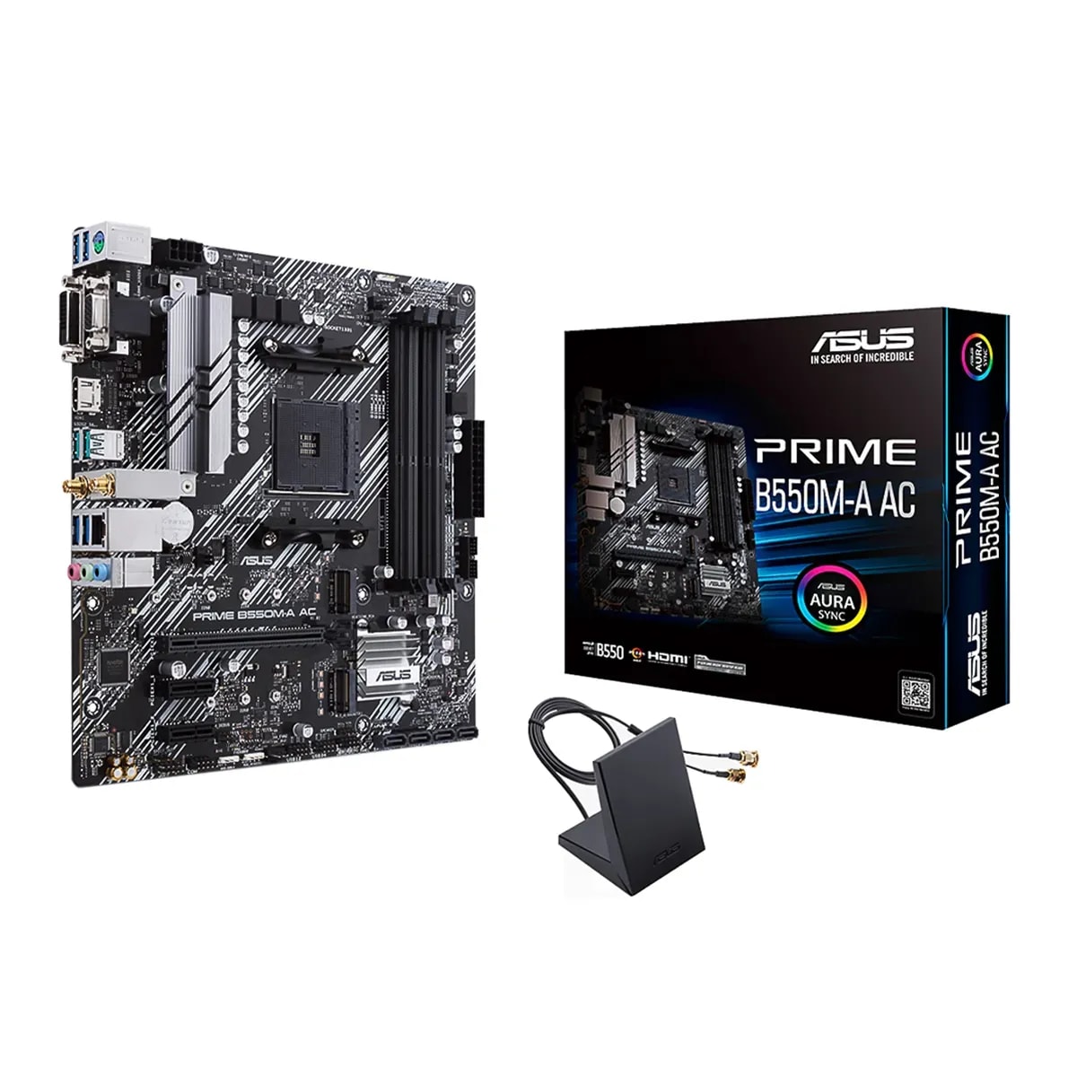 Mainboard ASUS Prime B550M-A AC AMD AM4 Ryzen 4DDR4 WIFI HDMI DVI D-sub 2M.2 1PCIEX16 3PCIE Matx