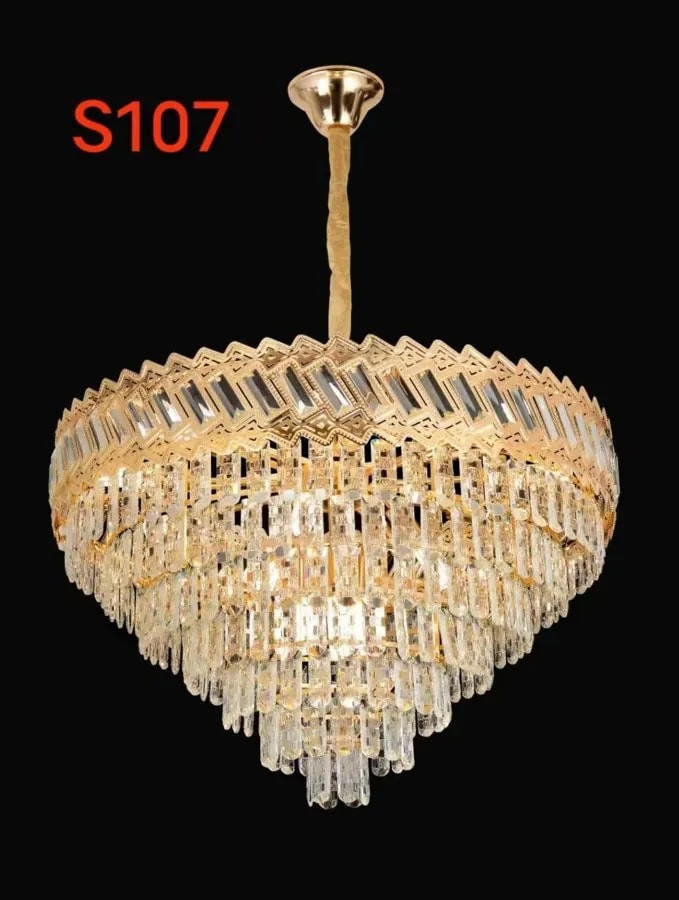 Lámpara Colgante de Cristal Dorada 60 cm Cónica