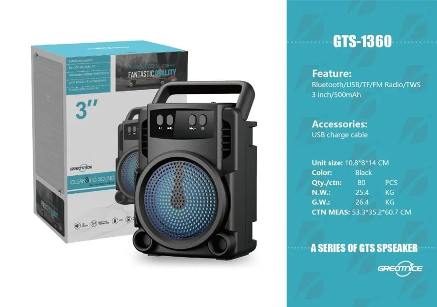 Parlante Bluetooth 3" 5W con Radio FM y Asa