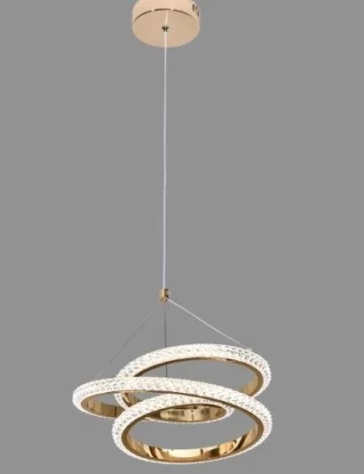 Lámpara Colgante LED Espiral Horizontal Efecto Cristal Dorado Francés 30 cm