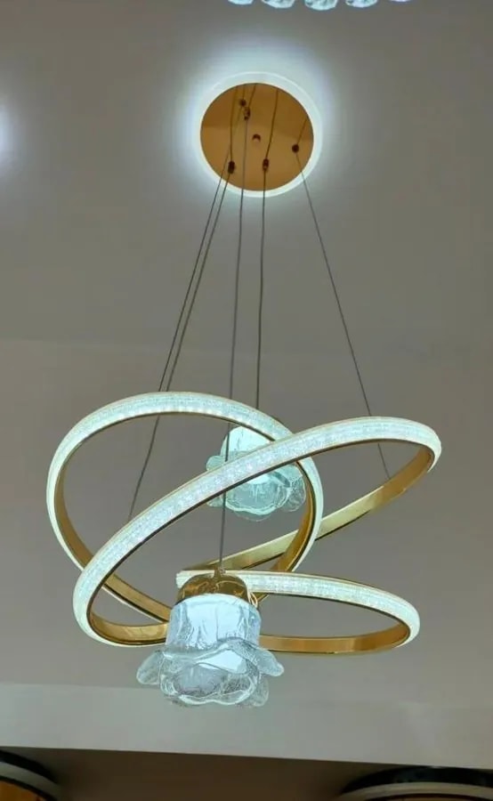 Lámpara Colgante LED de Aros Cruzados 40 cm con Pantalla Flor