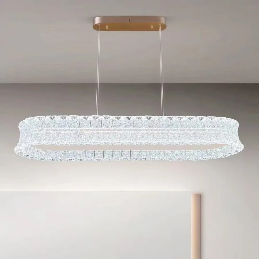 Lámpara Colgante LED Lineal Ovalada Efecto Cristal