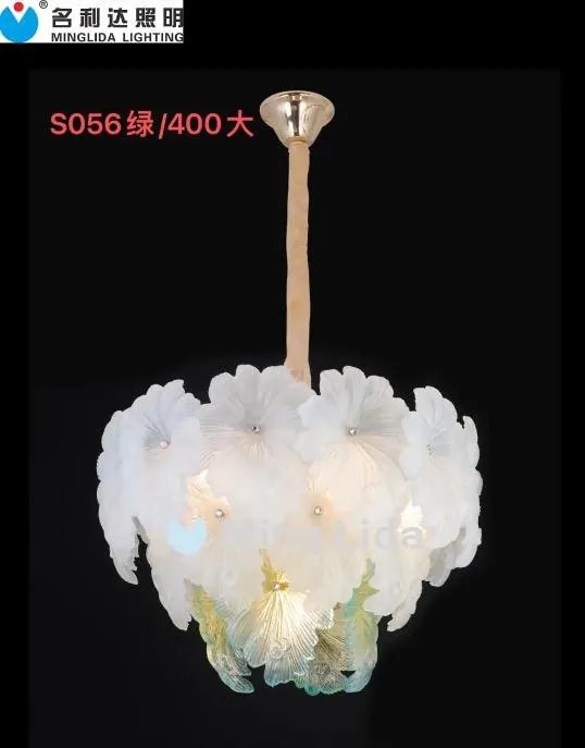 Lámpara Colgante de Pétalos de Vidrio Blanco Dorada 50 cm