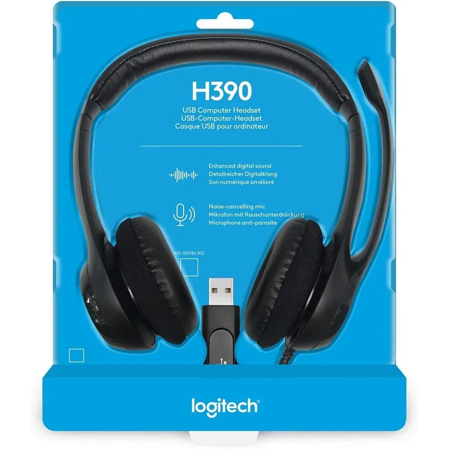 Headsets Logitech H390 / Usb-c / Mic. Cancel. Ruido / Cable 1.9M / 100KHZ / Midnight Black