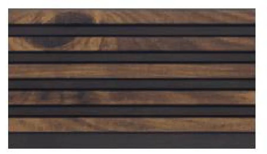 Panel de Pared WPC Ranurado Madera Oscura con Negro 10x1 cm