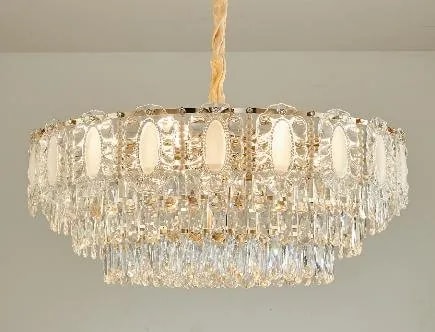 Lámpara Colgante de Cristal 60 cm con Óvalos de Vidrio