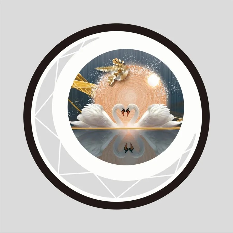 Aplique de Pared LED Circular con Cuadro de Cisnes