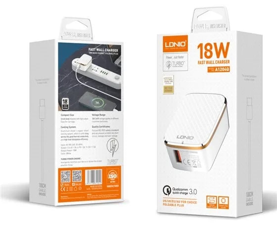Cargador ldnio A1204Q 18W 1P USB + cab usb-tc