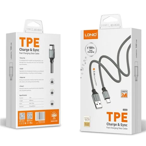 Cable ldnio LS442 2M 12W 2.4A USB-V8