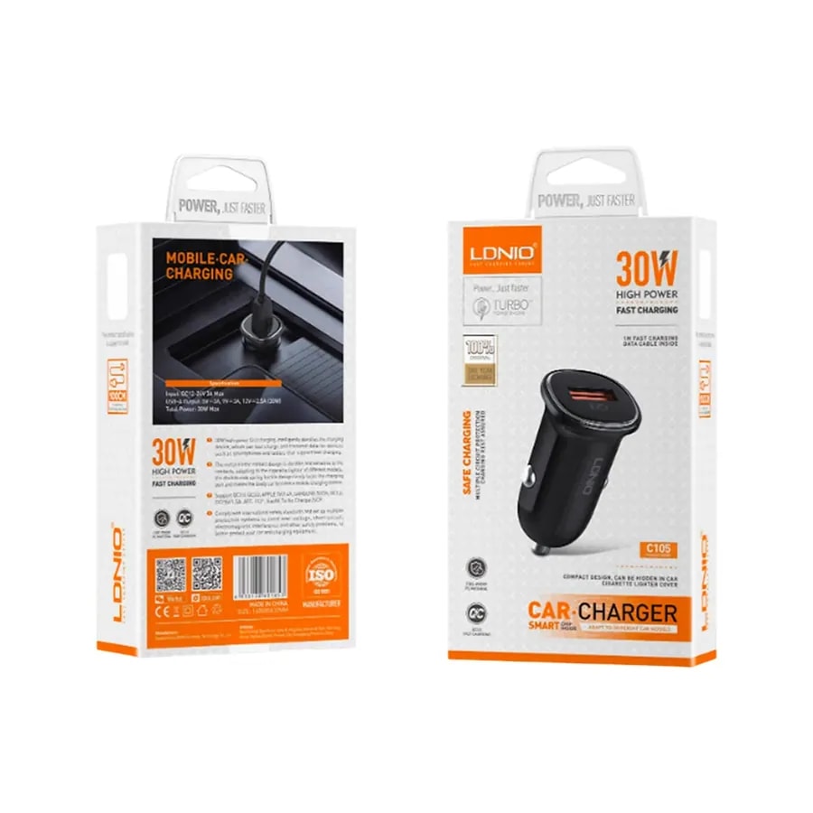 Cargador veh. ldnio C105 30W 1P USB + cab usb-tc