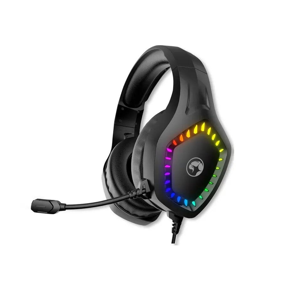 Headphone marvo HG8959 lumi 40 iluminacion rgb en diadema mic. omnidireccional cable 1.6M USB + jack 3.5MM